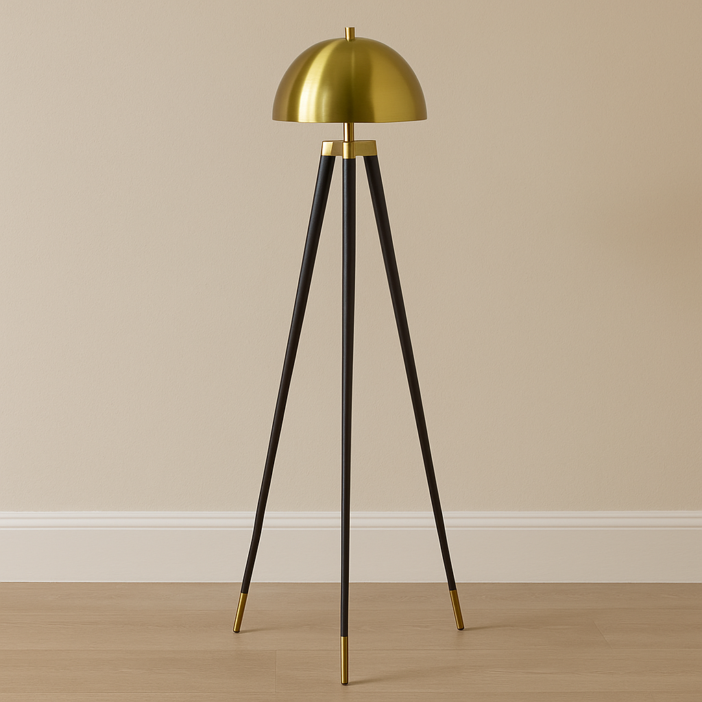 LÁMPARA DE PISO CÚPULA DORADA